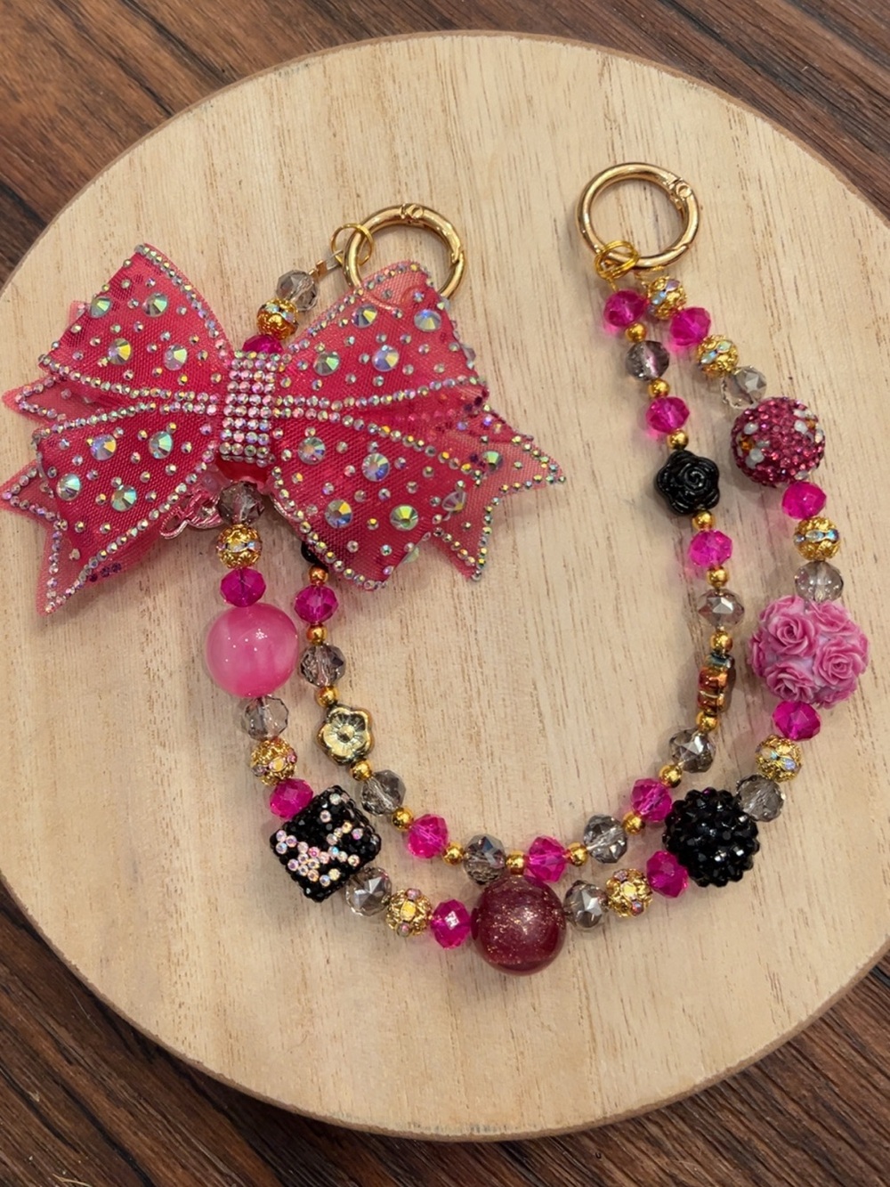 BAg Bli g! Pink Rhinestone Bow Bag Charm  - Women Jewelry